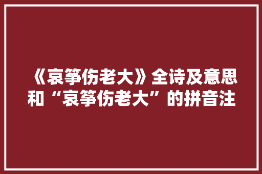 《哀筝伤老大》全诗及意思和“哀筝伤老大”的拼音注释 诗词鉴赏