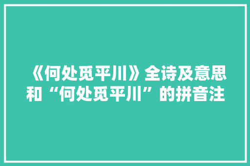 《何处觅平川》全诗及意思和“何处觅平川”的拼音注释