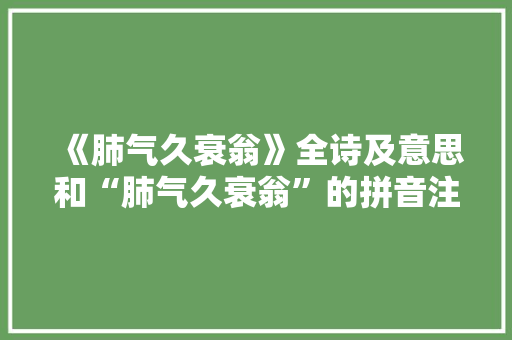 《肺气久衰翁》全诗及意思和“肺气久衰翁”的拼音注释