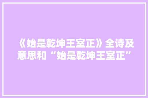 《始是乾坤王室正》全诗及意思和“始是乾坤王室正”的拼音注释