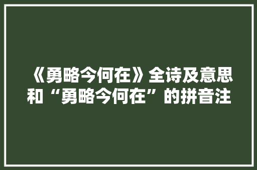 《勇略今何在》全诗及意思和“勇略今何在”的拼音注释 诗词鉴赏