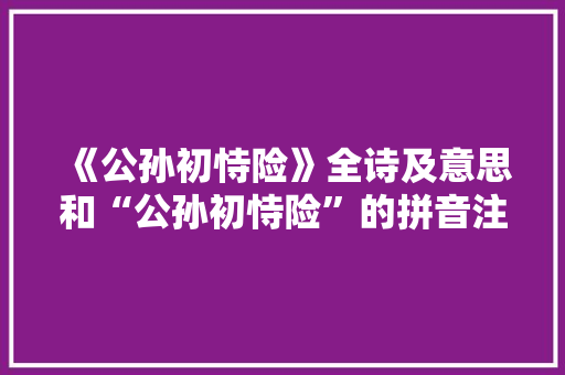 《公孙初恃险》全诗及意思和“公孙初恃险”的拼音注释
