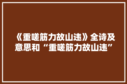《重嗟筋力故山违》全诗及意思和“重嗟筋力故山违”的拼音注释