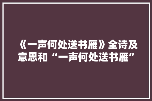 《一声何处送书雁》全诗及意思和“一声何处送书雁”的拼音注释