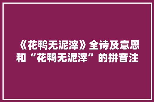 《花鸭无泥滓》全诗及意思和“花鸭无泥滓”的拼音注释 诗词鉴赏