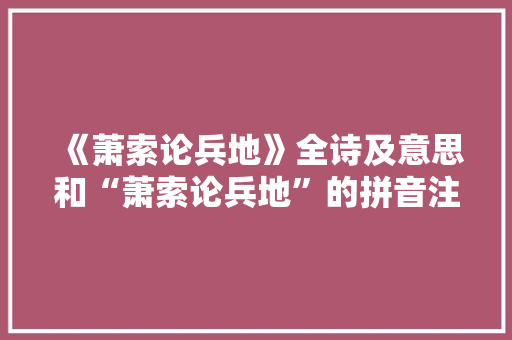 《萧索论兵地》全诗及意思和“萧索论兵地”的拼音注释