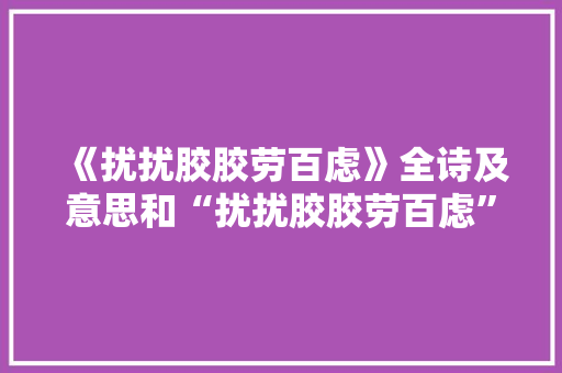 《扰扰胶胶劳百虑》全诗及意思和“扰扰胶胶劳百虑”的拼音注释