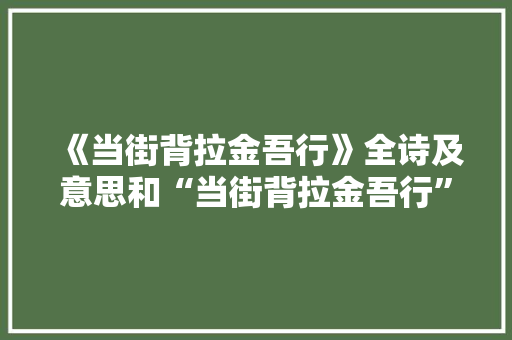《当街背拉金吾行》全诗及意思和“当街背拉金吾行”的拼音注释