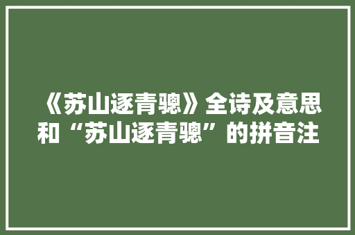 《苏山逐青骢》全诗及意思和“苏山逐青骢”的拼音注释