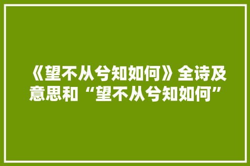 《望不从兮知如何》全诗及意思和“望不从兮知如何”的拼音注释 诗词鉴赏
