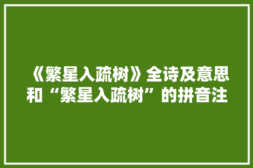 《繁星入疏树》全诗及意思和“繁星入疏树”的拼音注释