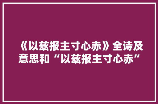 《以兹报主寸心赤》全诗及意思和“以兹报主寸心赤”的拼音注释