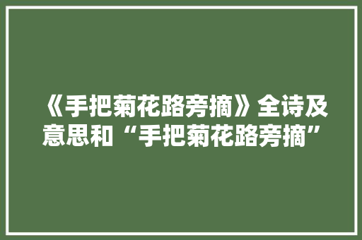 《手把菊花路旁摘》全诗及意思和“手把菊花路旁摘”的拼音注释