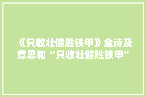 《只收壮健胜铁甲》全诗及意思和“只收壮健胜铁甲”的拼音注释 诗词鉴赏