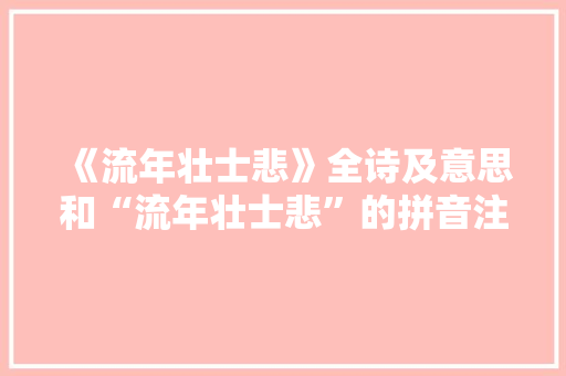 《流年壮士悲》全诗及意思和“流年壮士悲”的拼音注释