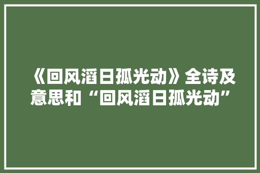 《回风滔日孤光动》全诗及意思和“回风滔日孤光动”的拼音注释 诗词鉴赏