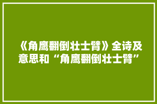 《角鹰翻倒壮士臂》全诗及意思和“角鹰翻倒壮士臂”的拼音注释