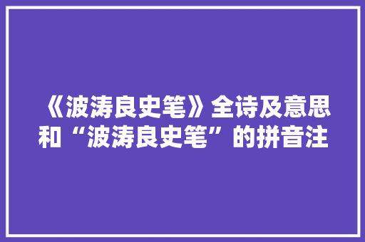 《波涛良史笔》全诗及意思和“波涛良史笔”的拼音注释