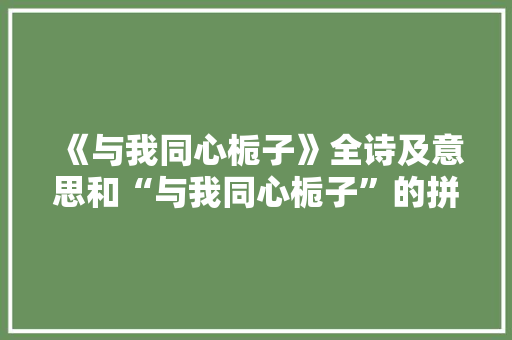 《与我同心栀子》全诗及意思和“与我同心栀子”的拼音注释