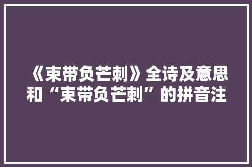 《束带负芒刺》全诗及意思和“束带负芒刺”的拼音注释 诗词鉴赏