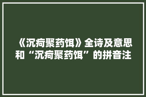 《沉疴聚药饵》全诗及意思和“沉疴聚药饵”的拼音注释