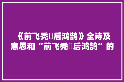 《前飞秃鹙后鸿鹄》全诗及意思和“前飞秃鹙后鸿鹄”的拼音注释