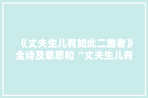 《丈夫生儿有如此二雏者》全诗及意思和“丈夫生儿有如此二雏者”的拼音注释