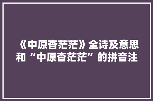 《中原杳茫茫》全诗及意思和“中原杳茫茫”的拼音注释