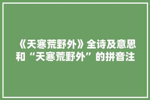 《天寒荒野外》全诗及意思和“天寒荒野外”的拼音注释
