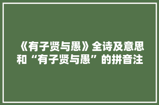 《有子贤与愚》全诗及意思和“有子贤与愚”的拼音注释 诗词鉴赏