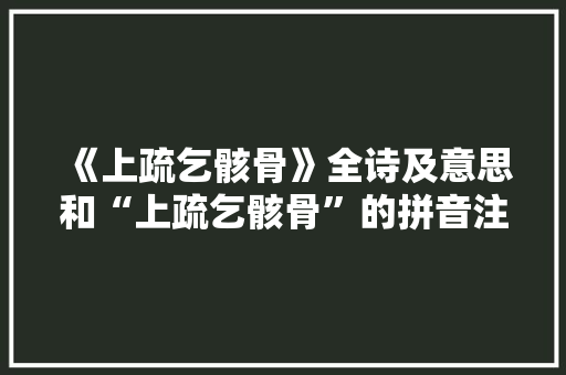 《上疏乞骸骨》全诗及意思和“上疏乞骸骨”的拼音注释 诗词鉴赏