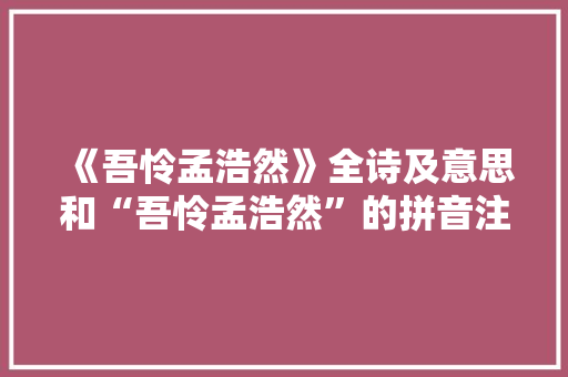 《吾怜孟浩然》全诗及意思和“吾怜孟浩然”的拼音注释 诗词鉴赏