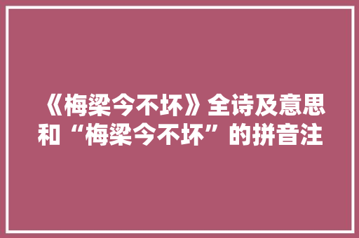 《梅梁今不坏》全诗及意思和“梅梁今不坏”的拼音注释
