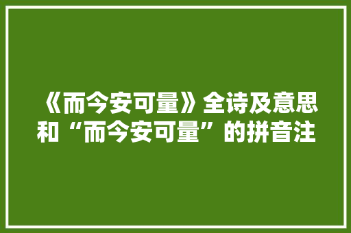 《而今安可量》全诗及意思和“而今安可量”的拼音注释