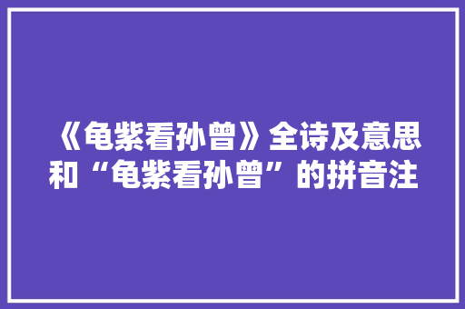 《龟紫看孙曾》全诗及意思和“龟紫看孙曾”的拼音注释