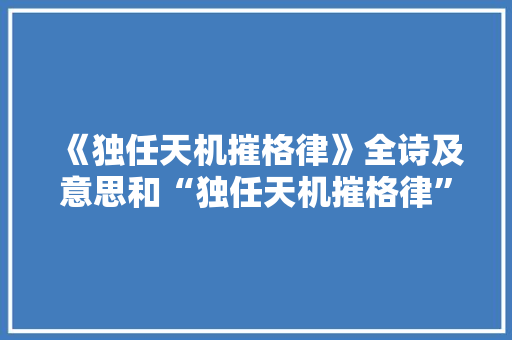 《独任天机摧格律》全诗及意思和“独任天机摧格律”的拼音注释 诗词鉴赏
