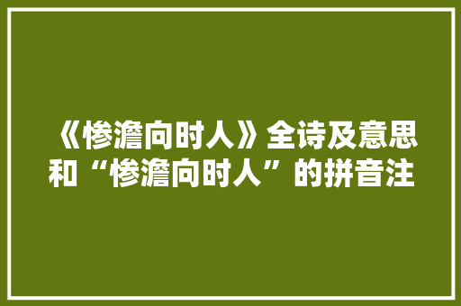 《惨澹向时人》全诗及意思和“惨澹向时人”的拼音注释
