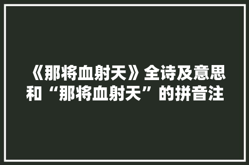 《那将血射天》全诗及意思和“那将血射天”的拼音注释 诗词鉴赏