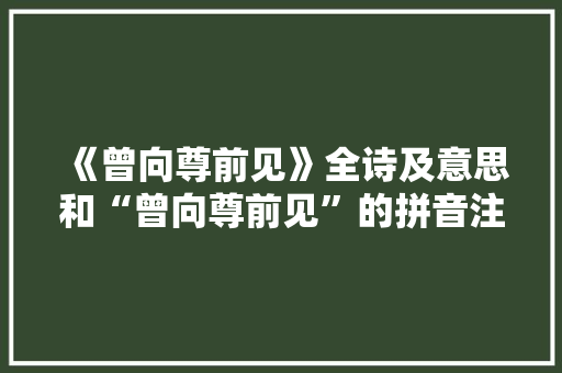 《曾向尊前见》全诗及意思和“曾向尊前见”的拼音注释 诗词鉴赏
