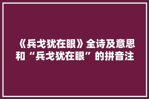 《兵戈犹在眼》全诗及意思和“兵戈犹在眼”的拼音注释