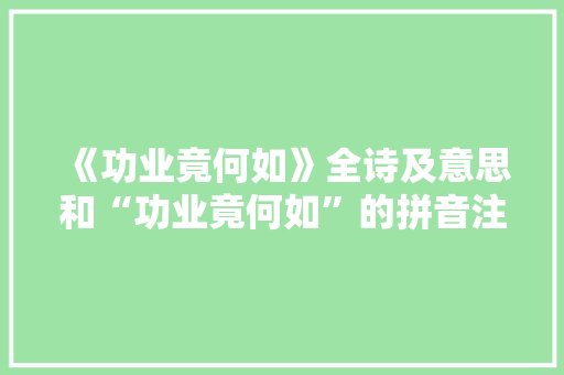 《功业竟何如》全诗及意思和“功业竟何如”的拼音注释
