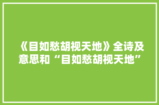 《目如愁胡视天地》全诗及意思和“目如愁胡视天地”的拼音注释 诗词鉴赏