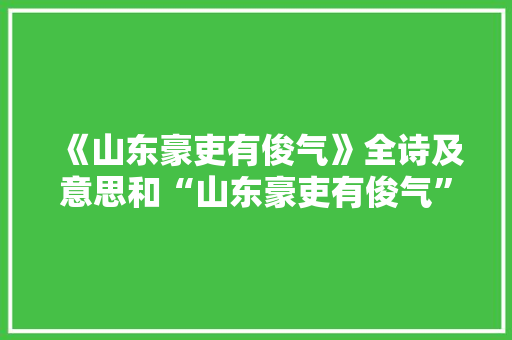 《山东豪吏有俊气》全诗及意思和“山东豪吏有俊气”的拼音注释
