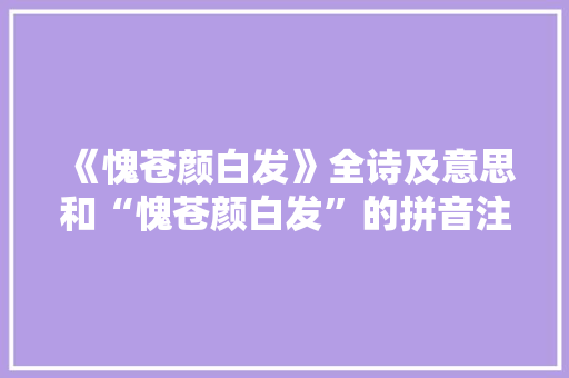 《愧苍颜白发》全诗及意思和“愧苍颜白发”的拼音注释
