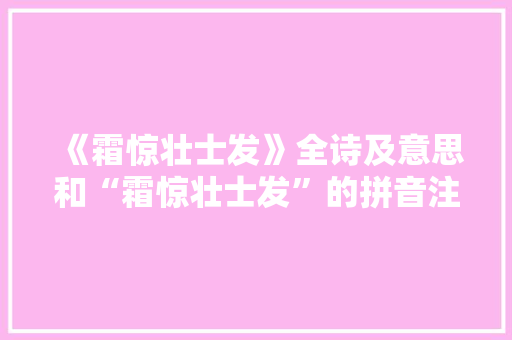 《霜惊壮士发》全诗及意思和“霜惊壮士发”的拼音注释