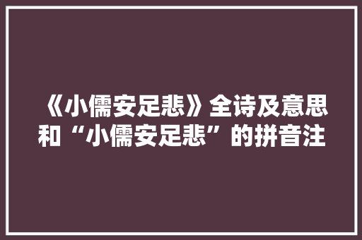 《小儒安足悲》全诗及意思和“小儒安足悲”的拼音注释 诗词鉴赏