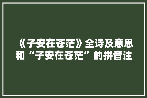 《子安在苍茫》全诗及意思和“子安在苍茫”的拼音注释