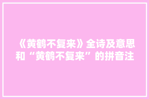 《黄鹤不复来》全诗及意思和“黄鹤不复来”的拼音注释
