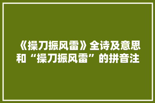 《操刀振风雷》全诗及意思和“操刀振风雷”的拼音注释 诗词鉴赏