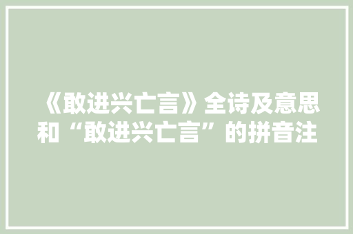 《敢进兴亡言》全诗及意思和“敢进兴亡言”的拼音注释